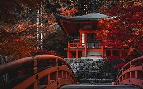 Malerei Japanischer Tempel Herbst Mangroven Farbgespräch Malen Nach Zahlen Diy Einzigartiges Leinwand Ölgemälde Kit Digitale Malerei von Haeran River