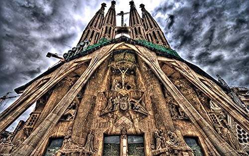 Malerei Sagrada Familia Kirche Spanien Ansicht Color Talk Malen Nach Zahlen Diy Einzigartiges Leinwand Ölgemälde Kit Digitale Malerei von Haeran River