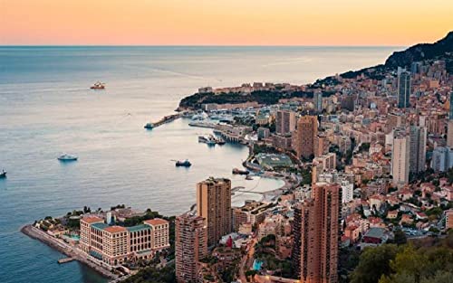 Morgen Sonnenaufgang Monte Carlo Stadtansicht Farbgespräch Malen Nach Zahlen Diy Einzigartiges Leinwand Ölgemälde Kit Digitale Malerei von Haeran River