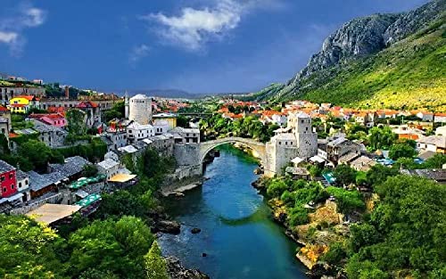 Mostar Bosnien und Herzegowina Malen nach Zahlen DIY einzigartiges Leinwand Ölgemälde Kit Digital Painting von Haeran River