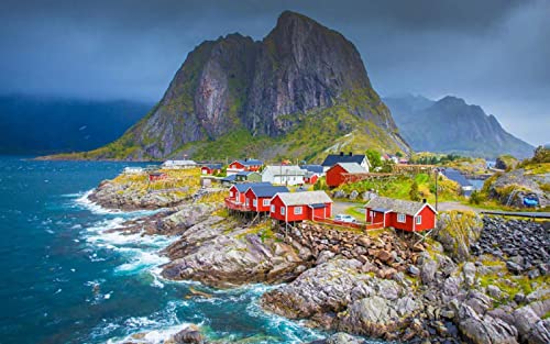 Schöne Landschaft der Lofoten in Norwegen Malen nach Zahlen DIY einzigartiges Leinwand Ölgemälde Kit Digital Painting von Haeran River