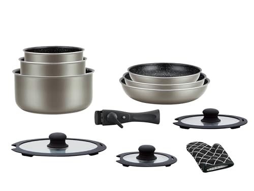 HAGEN, Stoneware set, Removable handle, 11 pieces, Carbon, Non-stick coating, All burners, induction included, HA5026-CAR von Hagen