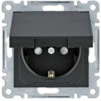 Lumina Schuko-Steckdose mit Abdeckung IP44 schwarz WL1163 von Hager