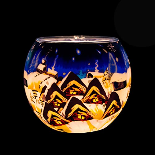 Teelichthalter Leuchtglas Rund Kerzenhalter Glas Teelicht Votivglas (Snowhouses 21644) von Hahn Kerzenfarm
