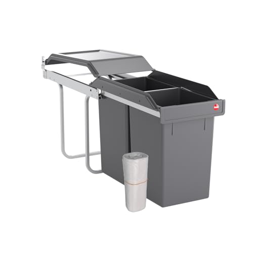 Hailo Abfallsammler Tandem 3650103 | 2fach Einbau-Mülleimer incl. 50 Müllbeutel | für Schränke ab 300 mm Breite | Bequemer Handauszug auf Rollenführung | Silber und Kunststoff Anthrazit Hailo Abfallsammler Tandem 3650103 | 2fach Einbau-Mülleimer incl. 50 Müllbeutel | für Schränke ab 300 mm Breite | Bequemer Handauszug auf Rollenführung | Silber und Kunststoff Anthrazit von Hailo