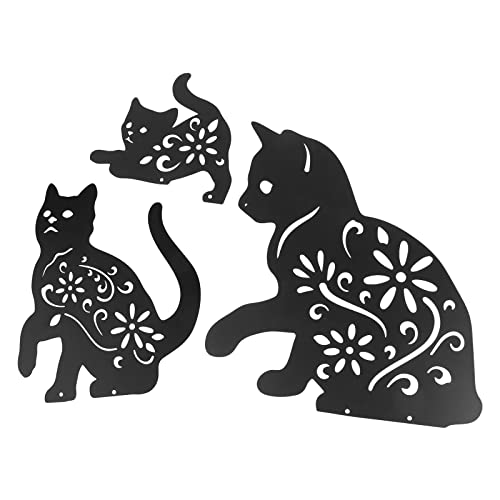 3 Katzen Gartenstecker Bodenstecker Ornament Dekor Zubehör für Garten Hof Rasen Dekoration Requisiten Zubehör Gartenstecker von Haipink