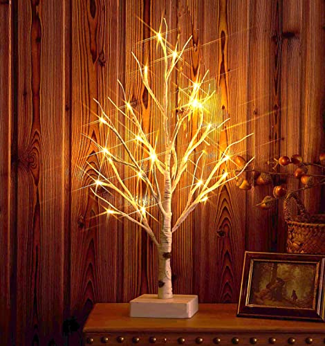 Hairui LED Lichterbaum 24 LEDs 45CM mit Timer Kleiner Künstlicher Weihnachtsbaum Birkenbaum für Party, Weihnachten, Ostern, Hochzeit, Heimdekoration von Hairui