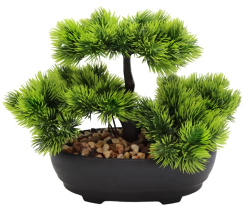 Kunstbonsai Bonsai-Kunstbaum - Künstlicher Japanischer Kiefer Bonsai im Topf für Zuhause Büro Baddeko Desktop und als Geschenk Immergrün Bonsai-Kunstbaum von Haitch