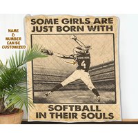 Personalisierter Name Und Nummer Softball Quilt Decke, Sport Liebhaber Geschenk, Liebhaber, Geburtstag Quilt, Decke Für Frau, Mann, Weihnachten von HakkiAsanStudio