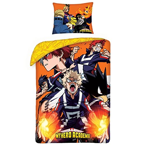 Halantex Bettwäsche My Hero Academia, 100% Baumwolle, wendbarer Bettbezug 140 x 200 cm + Kissenbezug von Halantex