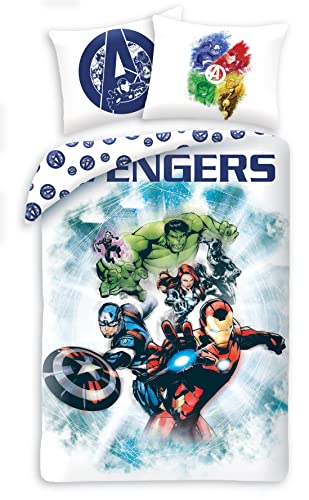 Halantex Avengers komplet pościeli bawełnianej, poszewka NA kołdrę 140 x 200 cm, poszewka NA poduszkę 70 x 90 cm, oryginalna von Halantex