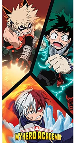 Halantex - MHA-5304T - My Hero Academia 3 Figuren Strandtuch Badetuch Original - Mehrfarbig - 70 x 140 cm von Halantex