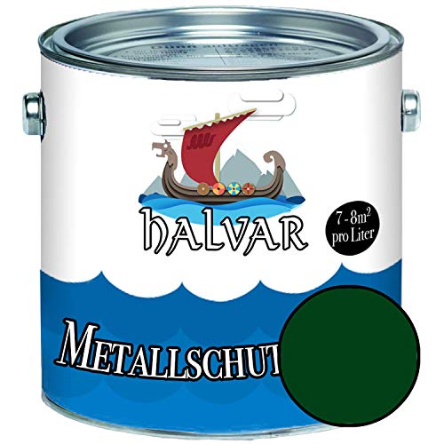 Halvar Metallschutzlack GLÄNZEND Grün RAL 6000-6037 Metallfarbe besonders robuster Kunstharzlack Wetterbeständig & perfekter Langzeitschutz Metall (1 L, RAL 6005 Moosgrün) von Halvar