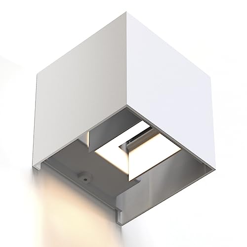 Hama LED Wandleuchte (WLAN Lampe für innen und außen IP 44, Smart Home Lampe steuerbar per App und Sprache, dimmbar 2700 K – 6500 K, smarte Lampe mit einstellbarem Abstrahlwinkel, Metall) weiß von Hama