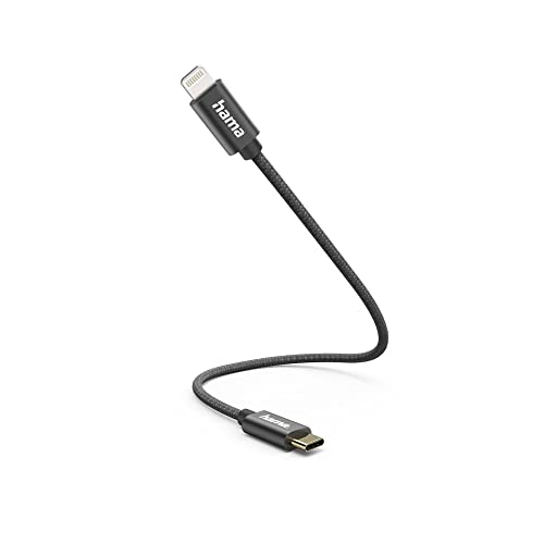 Hama USB-Ladekabel USB 2.0 Apple Lightning Stecker, USB-C® Stecker 0.2m Schwarz 00201601 von Hama