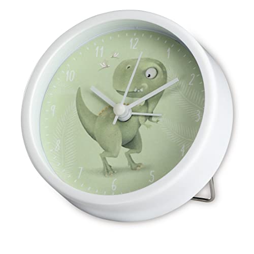 Hama Kinderwecker „Happy Dino“ ohne Ticken (Kinderuhr mit Dino Motiv, Wecker batteriebetrieben, einstellbare Alarmzeit, ideal auch als Lernuhr) grün von Hama