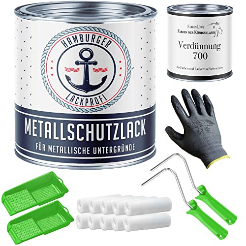 Hamburger Lack-Profi Metallschutzlack SEIDENMATT Moosgrün RAL 6005 Grün Metalllack Metallfarbe Metallschutzfarbe mit Lackier-SET (X300) und Verdünnung (1 L) (10 L) von Hamburger Lack-Profi