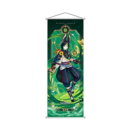 1 x Genshin Impact Scroll-Poster, Wandbehang, geschmiedetes Tuch, Malerei, Dekoration, Wohnzimmer, Schlafzimmer, Kunstdruck, 70 x 25 cm (Tighnari) von Hanaiette