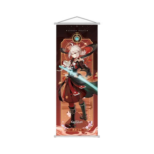 1 x Genshin Impact Scroll-Poster Wandbehang geschmiedetes Tuch Malerei Dekor Wohnzimmer Schlafzimmer Kunstdruck 70 x 25 cm (Kaedehara Kazuha) von Hanaiette