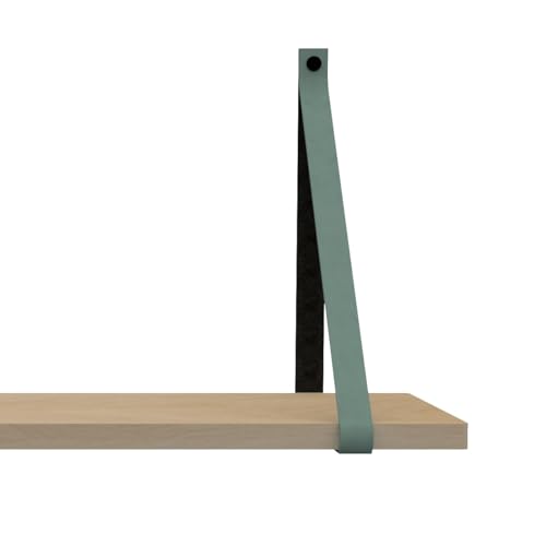 Handles and More - Regalhalterung aus Leder - 2 x Regalträger aus Leder - Regalhalter für Wandregal - Blassgrün - Geeignet für eine Regalbreite von 19-24 cm - Tragfähigkeit bis zu 15 kg Handles and More - Regalhalterung aus Leder - 2 x Regalträger aus Leder - Regalhalter für Wandregal - Blassgrün - Geeignet für eine Regalbreite von 19-24 cm - Tragfähigkeit bis zu 15 kg von Handles and more