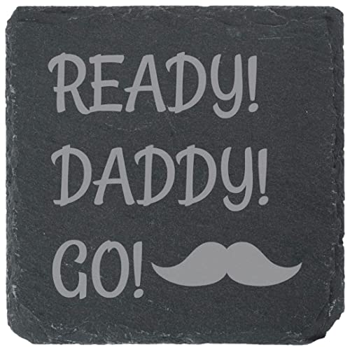 Funny Ready! Daddy! Go! Quadratischer Untersetzer, Geschenk für Väter, Tasse, Teetasse, Pint-Flasche von Handmade By Stukk