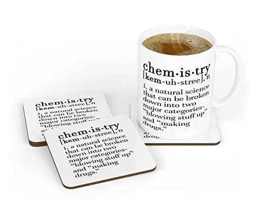 Handmade By Stukk MUG_COASTER0243 Tasse und Untersetzer mit Chemie-Definition, lustiges Geschenk für Geburtstag, Weihnachten, Kaffee oder Tee, Keramik, Mehrfarbig von Handmade By Stukk