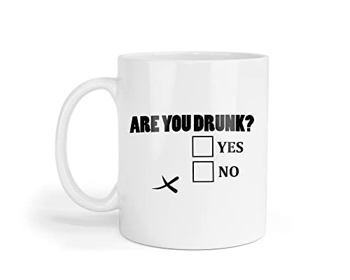 Keramiktasse mit Aufschrift "Are You Drunk?", lustig, Arbeitsplatz, Büro, Geschenk, Kaffee, Tee, Tasse von Handmade By Stukk