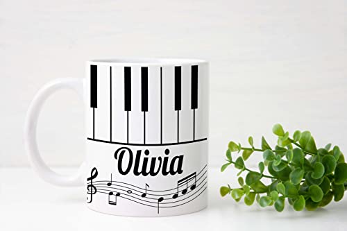 Personalisierbare Tasse und Untersetzer, Geschenkset mit Klaviertastatur, Musikliebhaber, Tee-Geschenk-Tasse von Handmade By Stukk