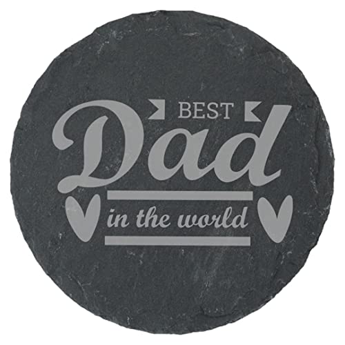 Untersetzer mit Aufschrift "Best Dad in The World", rund, Vatertagsgeschenk, Pint-Teetasse, Tasse, Flasche von Handmade By Stukk
