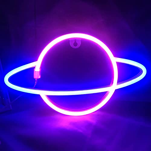 Hangrow Planet Neon Light, Acryl Neon Schild LED für Wanddekoration, USB-Aufladung/Akku, Nachtlampe Neon Bar Leuchten Buchstaben Wandleuchten, Gaming von Hangrow