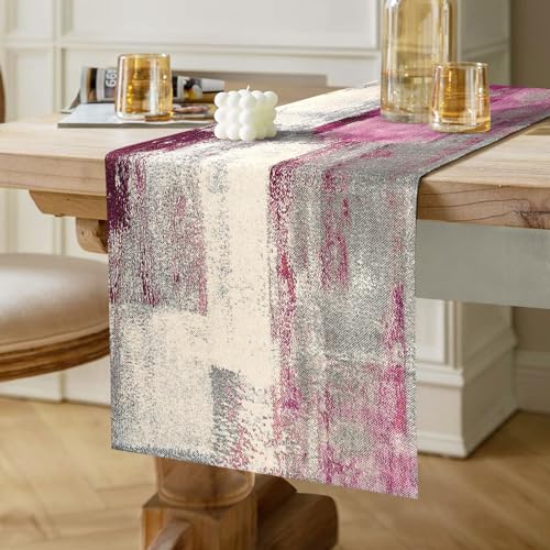 Hanrunsi Tischläufer Violett Modern Baumwolle Leinen Akzent Double Layer Thick Dekoratives Tuch für Weihnachten, Party, Abendessen, Urlaub, Küche, Bankett, Restaurant, Außenbereich, 40 x 140 cm von Hanrunsi