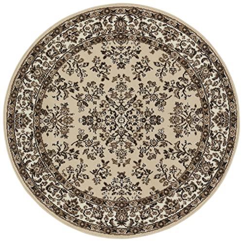 Hanse Home Design Kurzflor Wohnzimmerteppich Orient - Zabul Perser Look, Orientalischer Teppich für Esszimmer, Wohnzimmer, Schlafzimmer - Creme, 140 cm von Hanse Home