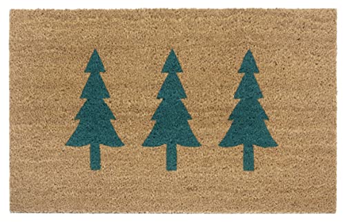 Hanse Home Kokos Fußmatte Weihnachten für Innen - Schmutzfangmatte Natur, Kokosmatte Weihnachtsbäume Grün, Fußabtreter rutschfest für Flur, Eingangsbereich - 45x75cm von Hanse Home