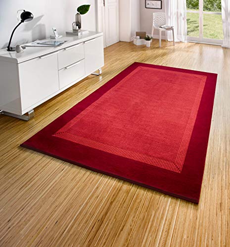 Hanse Home Teppich Läufer Band 120x170cm – Teppichläufer Weicher Kurzflor Teppich Modernes Design Läufer für Flur, Schlafzimmer, Kinderzimmer, Badezimmer, Wohnzimmer, Küche Dekoläufer – Rot von Hanse Home