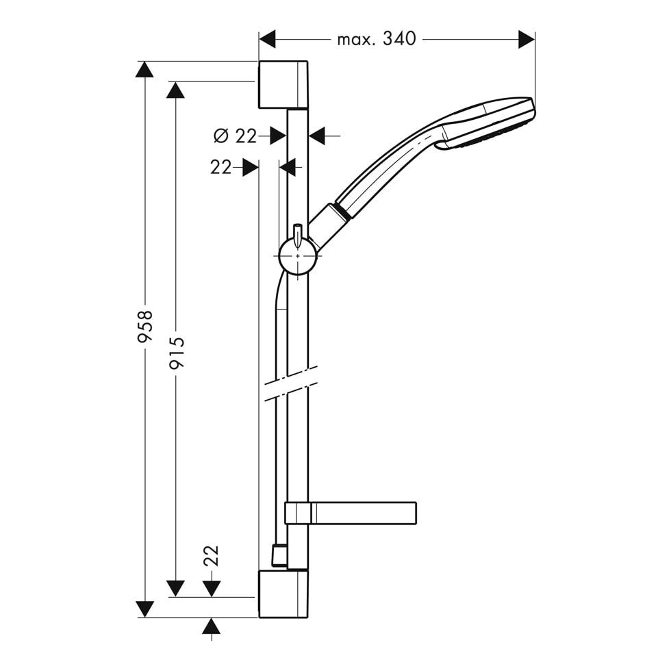 hansgrohe Brausenset Croma 100 Multi/Unica C 900mm chrom mit Cassetta Seifenschale 27774000 von Hansgrohe