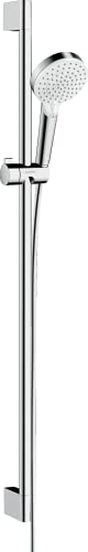 hansgrohe Crometta - Duschset, runder Duschkopf mit Brausestange 90 cm, Duschkopfhalterung und Brauseschlauch 160cm, Duschbrause mit 2 Strahlarten, Weiß/Chrom von hansgrohe