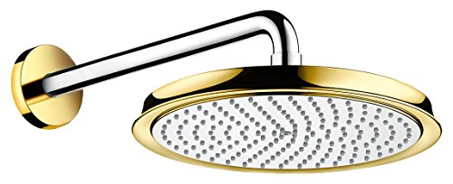 hansgrohe Raindance Duschkopf Classic 240 mm, Kopfbrause mit Brausearm, Chrom/Gold-Optik von hansgrohe