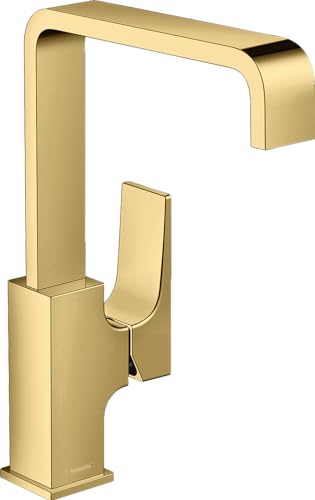 hansgrohe Wasserhahn Metropol, wassersparende Armatur mit Komfort-Höhe 230mm mit Push-Open Ablaufgarnitur, Polished Gold Optik von hansgrohe