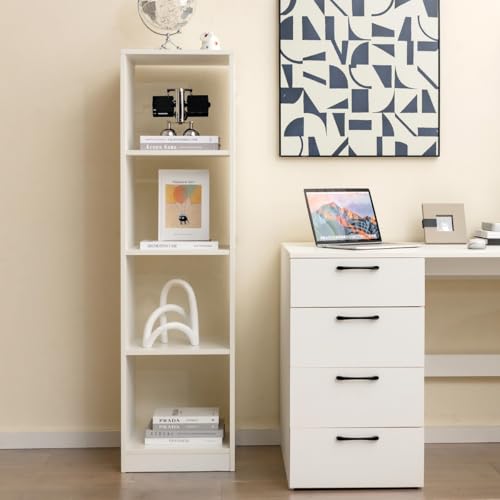 HaoChrymec Schmales Eckregal mit 5 Ebenen, Bücherregal aus Holzwerkstoff, Platzsparendes Bücher Regal, Raumtrenner Regal, für Wohnzimmer, Arbeitszimmer, Kinderzimmer, Weiß, 38 x 33 x 142 cm HaoChrymec Schmales Eckregal mit 5 Ebenen, Bücherregal aus Holzwerkstoff, Platzsparendes Bücher Regal, Raumtrenner Regal, für Wohnzimmer, Arbeitszimmer, Kinderzimmer, Weiß, 38 x 33 x 142 cm von HaoChrymec