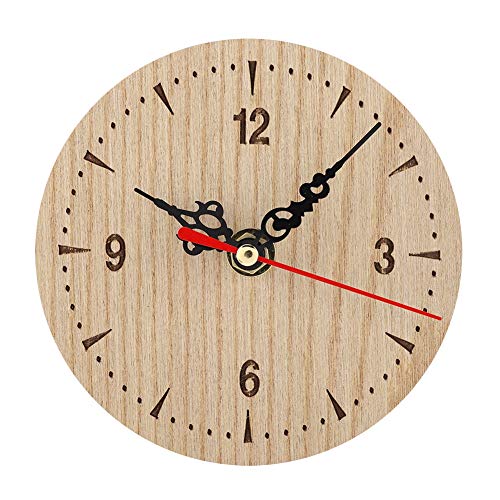 Haofy Vintage arabische Ziffer Design rustikale Land Holz dekorative runde Wanduhr Tisch Schreibtisch Wand analoge Uhr für Wohnzimmer Schlafzimmer Büro(12cm) von Haofy