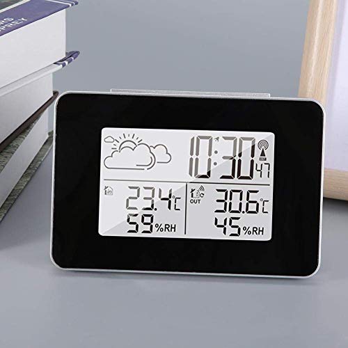 Wetterstation, drahtlose LCD-Vorhersage Wetterstation Digitaler Wecker Innen-Außen-Thermometer Hygrometer mit LCD-Display mit Hintergrundbeleuchtung und externem Sensor von Haofy