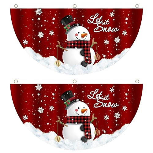 Haowul Weihnachtsbanner 2pcs Lüfterform Xmas Vorhang Banner Neujahr Hängende Bannerdekoration Für Veranda Vordertür Kamin Wandgarage von Haowul