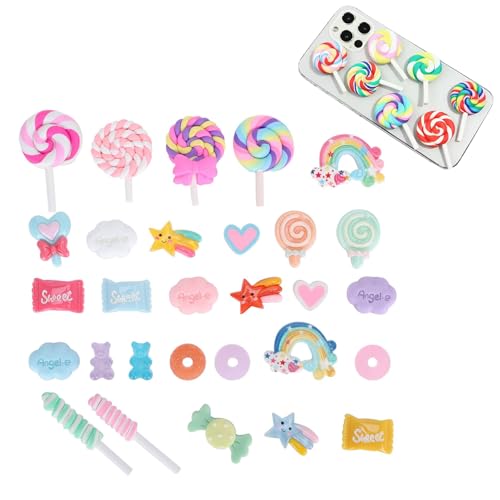 29Pcs Bunte Süßigkeiten Charms, Simulation Mixed Candy Sweets Kunststoff Dekoration für DIY Craft Making Ornament Scrapbooking Phone Case Decor von Hapivida