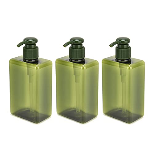 Hapivida 3 Stück Nachfüllbare Pumpflasche, 280ml Grüner Reise Seifenspender Pumpflaschenspender, Leerer Shampoo Lotion Seifenspender für Küche und Badezimmer von Hapivida