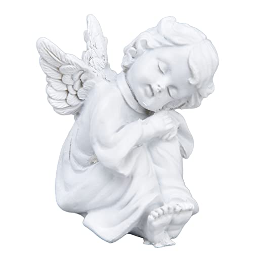 Hapivida Cherubs Angels Figur, Weiß Harz Engels Figuren Deko Engel Figur Home Deco Cherub Statue, Entzückende Schutzengel Skulptur für den Innen und Außenbereich Heimdekoration (#1) von Hapivida