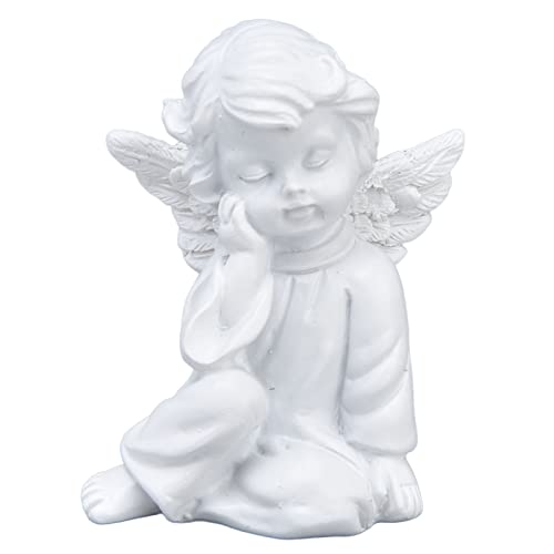 Hapivida Cherubs Angels Figur, Weiß Harz Engels Figuren Deko Engel Figur Home Deco Cherub Statue, Entzückende Schutzengel Skulptur für den Innen und Außenbereich Heimdekoration (#2) von Hapivida