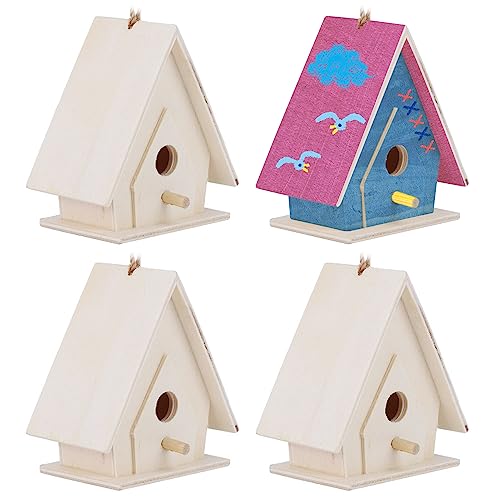 Mini Holz Vogelhäuser, Kreatives Holz Hänge Vogelhaus mit hängenden Schnüren DIY Outdoor Ornament Handwerk für Garten Innenhof Dekoration, 7x4x6,5 cm von Hapivida