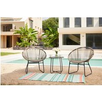 Happy Home 3 tlg. Garten Set mit Sitzkissen HGS50-BEI in Rattan braun von HappyHome