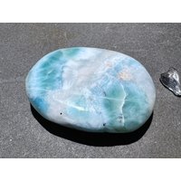 Larimar Handschmeichler 4 cm Glatter Pektolith Stein von HappyMinerals