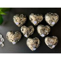 Puffy Pyrite Heart Wählen Sie 1, 7 Zoll Golden Palm Stone Mit Druzy von HappyMinerals